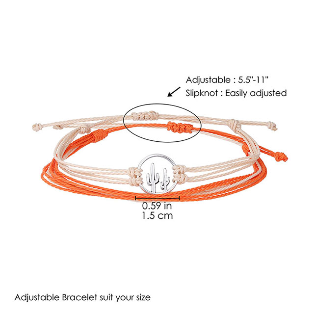 Handgefertigtes Seil verstellbares Armband Ausdauer-Kaktus-Charm-Armband 