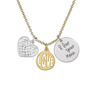 „I Love You More“-Halsketten für Mädchen – zierliche Charm-Halskette mit Liebesherz-Anhänger und kubischem Zirkonia
