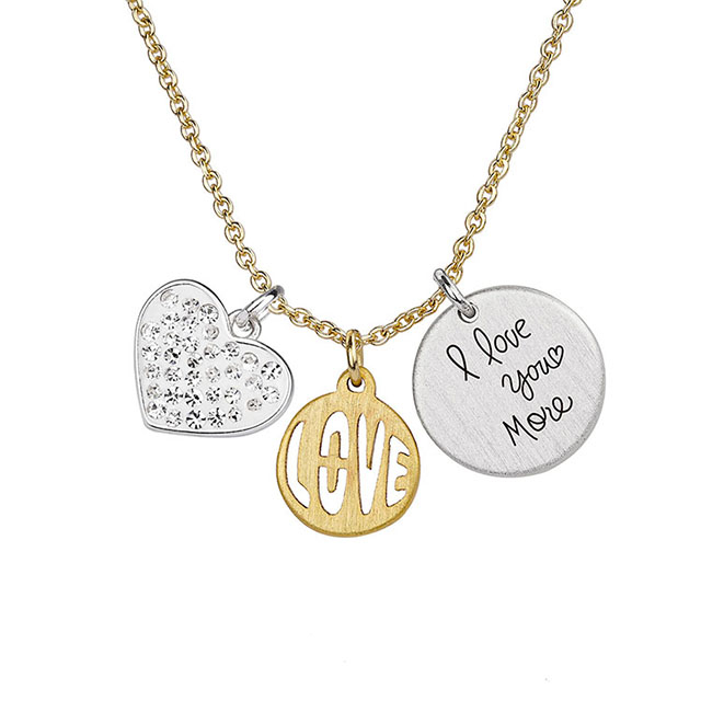 „I Love You More“-Halsketten für Mädchen – zierliche Charm-Halskette mit Liebesherz-Anhänger und kubischem Zirkonia