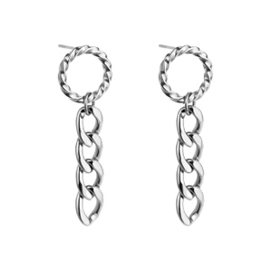 Edelstahl Punk Cuban Link Chain Drop Ohrringe Lange Quasten Ohrringe 