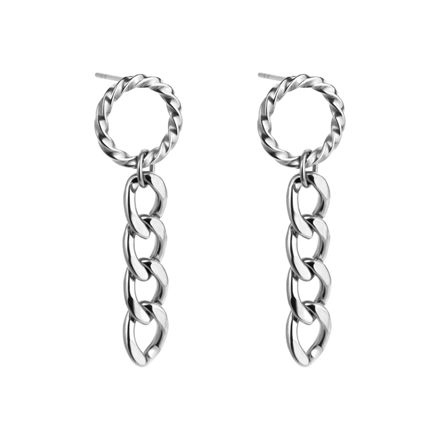 Edelstahl Punk Cuban Link Chain Drop Ohrringe Lange Quasten Ohrringe 