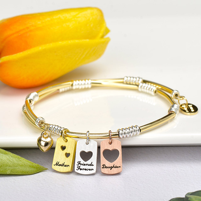 Messingschmuck-Armbänder für Mutter und Tochter mit mehreren Herzanhängern 
