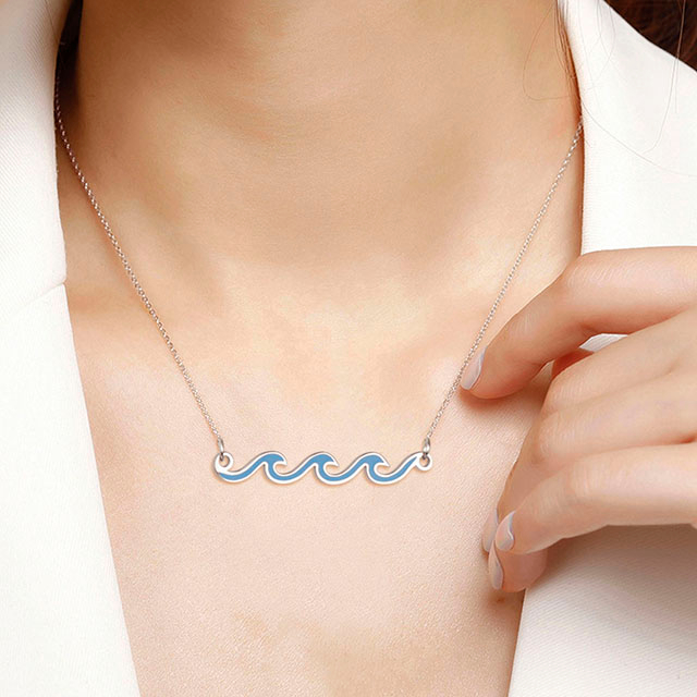 Wellen-Halskette, vergoldet, versilbert, Meereswellen-Halskette, zierliche Strand-Halsketten für Frauen, Teenager, Mädchen, Surfer-Schmuck, Geschenke, Boho-Sommer-Halskette