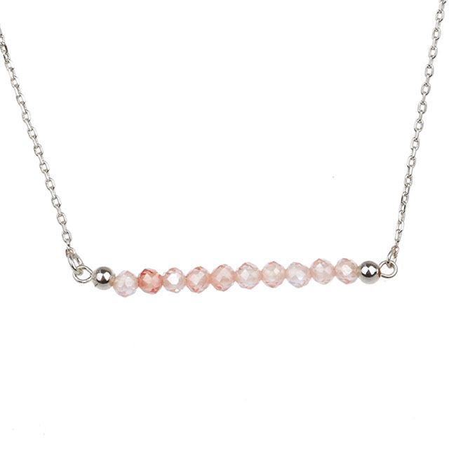 Geburtsstein-Barren-Halsketten für Frauen, versilbert, zierlicher Amethyst-Aquamarin-Smaragd-Saphir-Kristall, Edelstein-Perlen-Bar-Halsketten-Anhänger 
