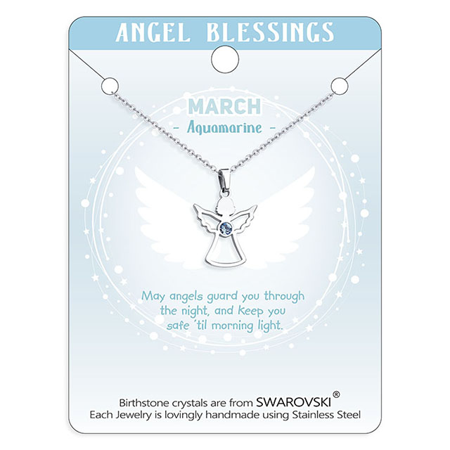 Geburtsstein-Engel-Halskette für Frauen, Edelstahl-Engelsflügel-Halskettenanhänger, niedliche Kristall-Schutzengel-Halsketten für Frauen und Mädchen, Geburtsstein-Halskette, Schmuck, Geburtstagsgeschenke 