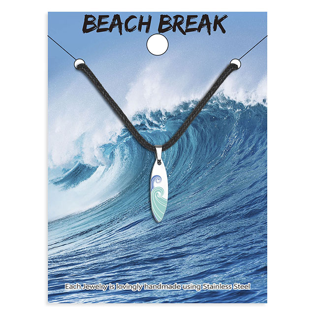 Surfbrett-Halskette für Damen und Herren, Ozeanwellen-Strand-Halsketten, Edelstahl, Surfbrett-Anhänger-Halskette, Sommer-Halskette, hawaiianischer Surfer-Schmuck, Geschenk