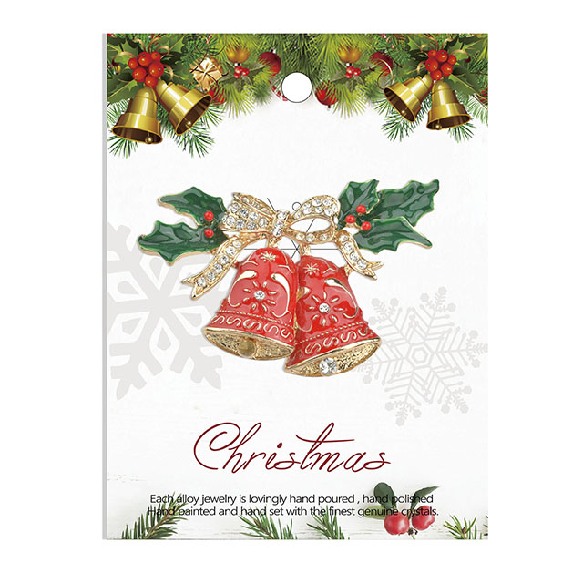 Weihnachts-Brosche für Damen und Mädchen, Kristall-Strass-Broschen und Anstecknadeln, bunte Emaille, niedliche Glocken-Brosche, modischer Weihnachtsschmuck, Urlaubsgeschenke.